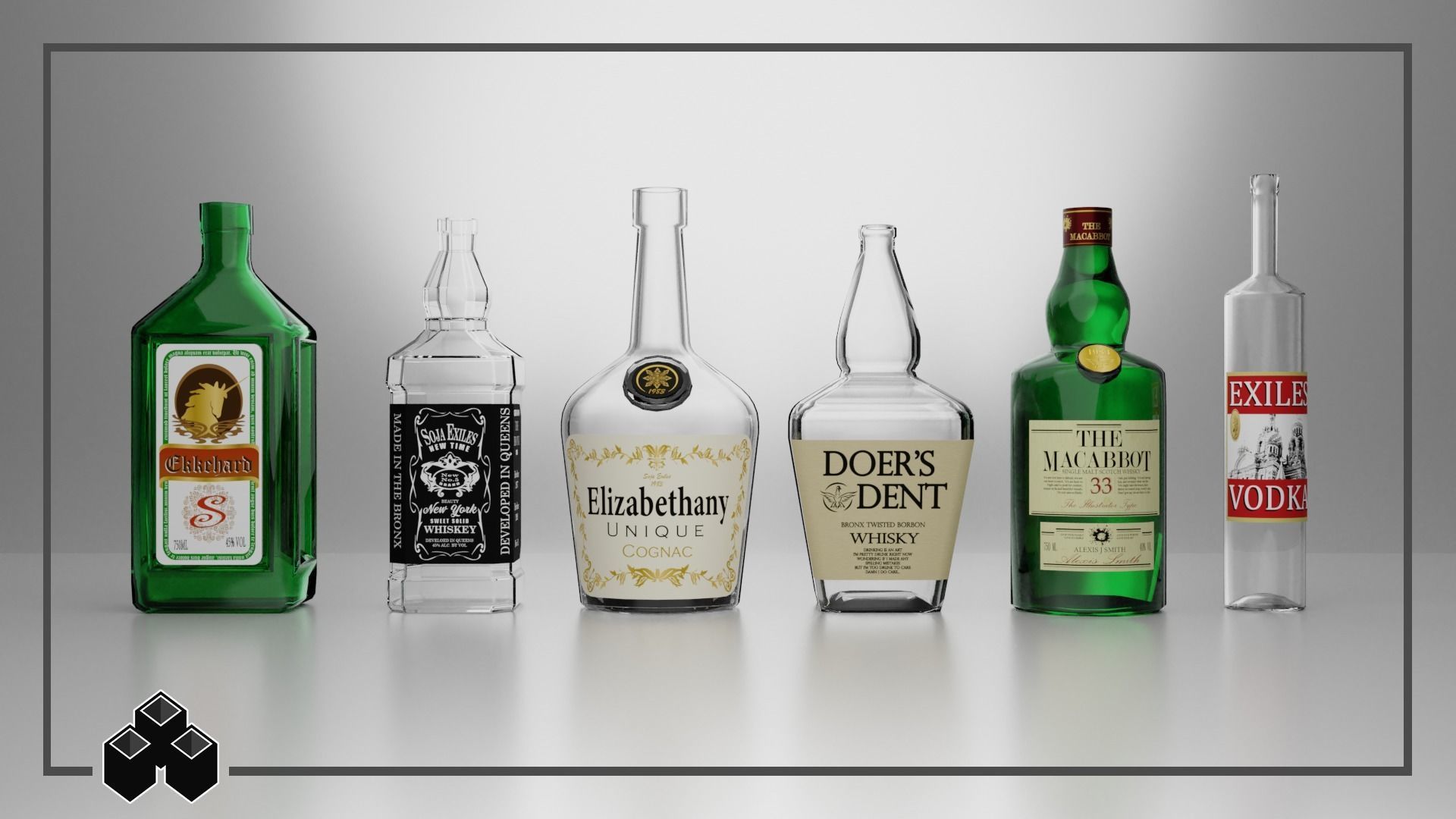 Liquor Bottles 3D model_3