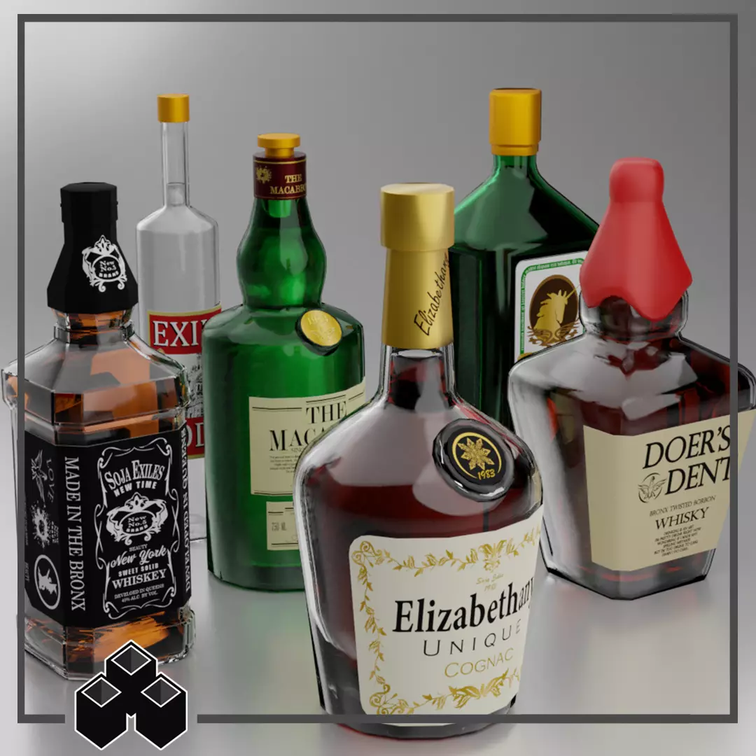 Liquor Bottles 3D model_0
