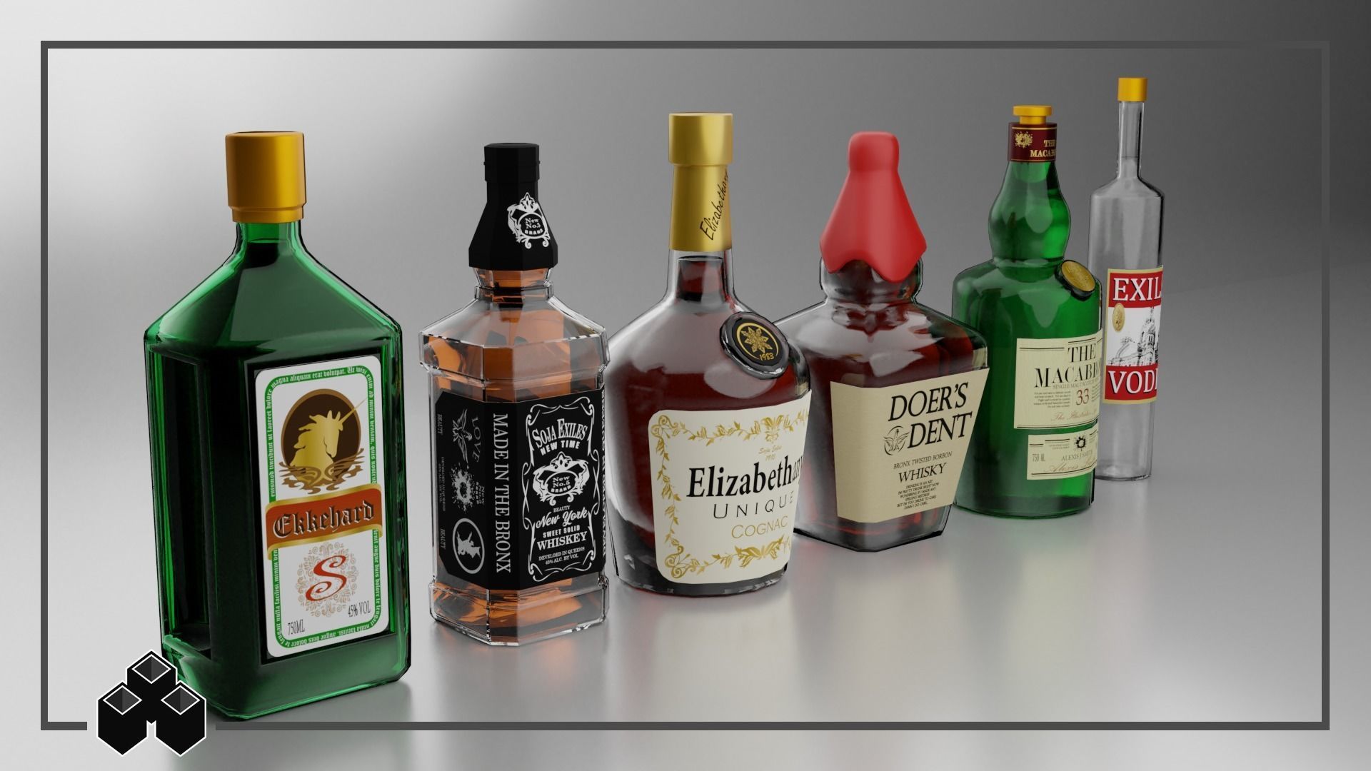 Liquor Bottles 3D model_10