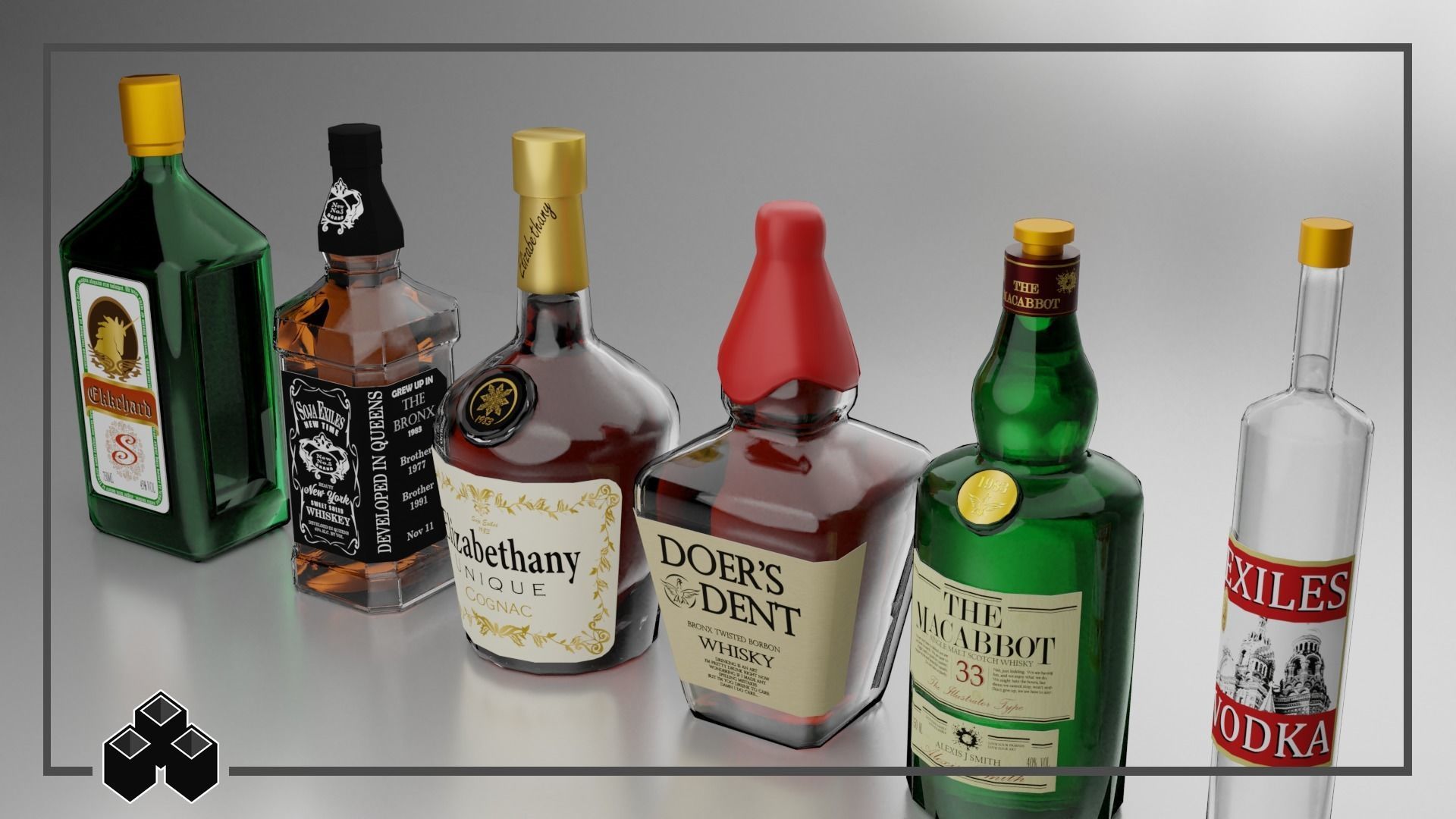 Liquor Bottles 3D model_11