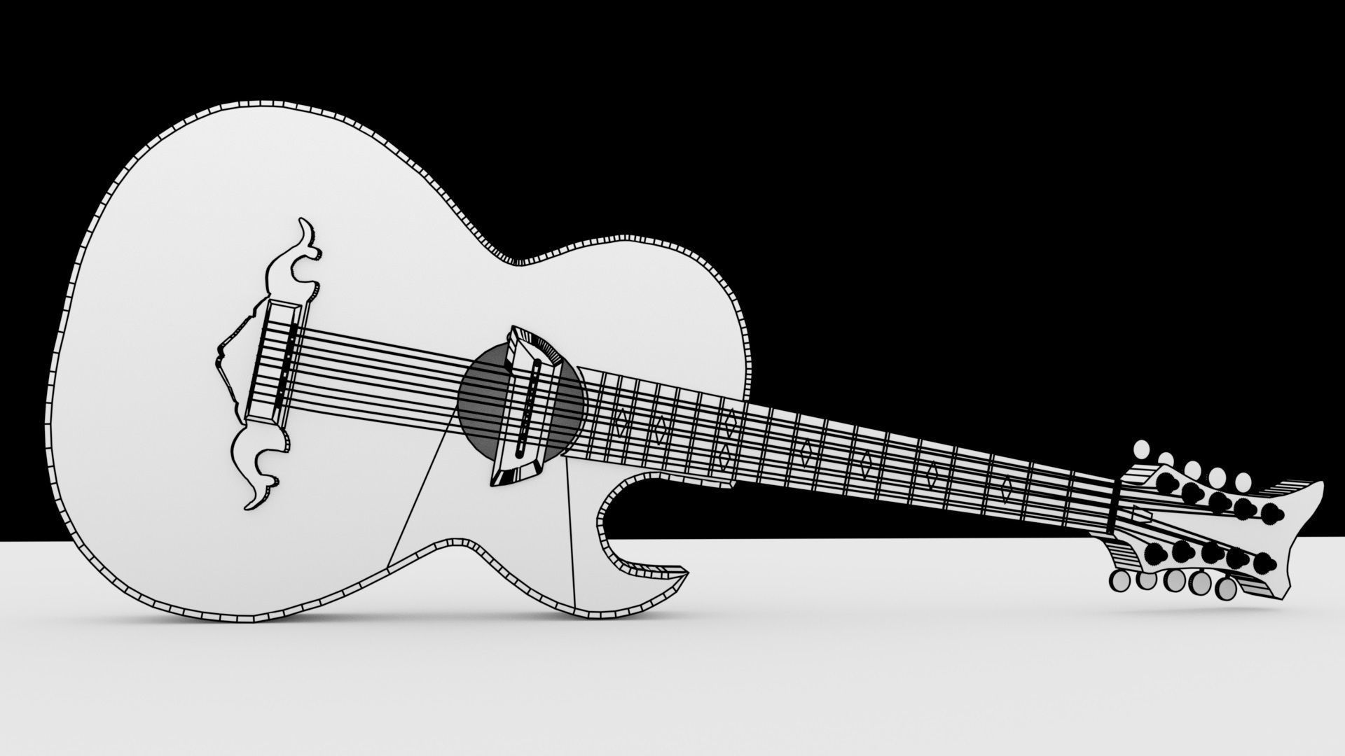 2 bajo sexto-sixth bass-12 string guitar 3D model_9