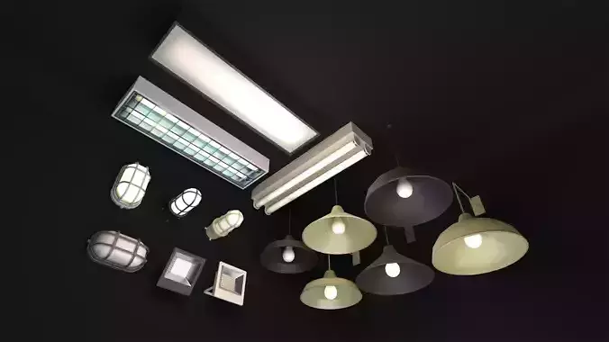 Commercial Light Fixtures Low-poly 3D model