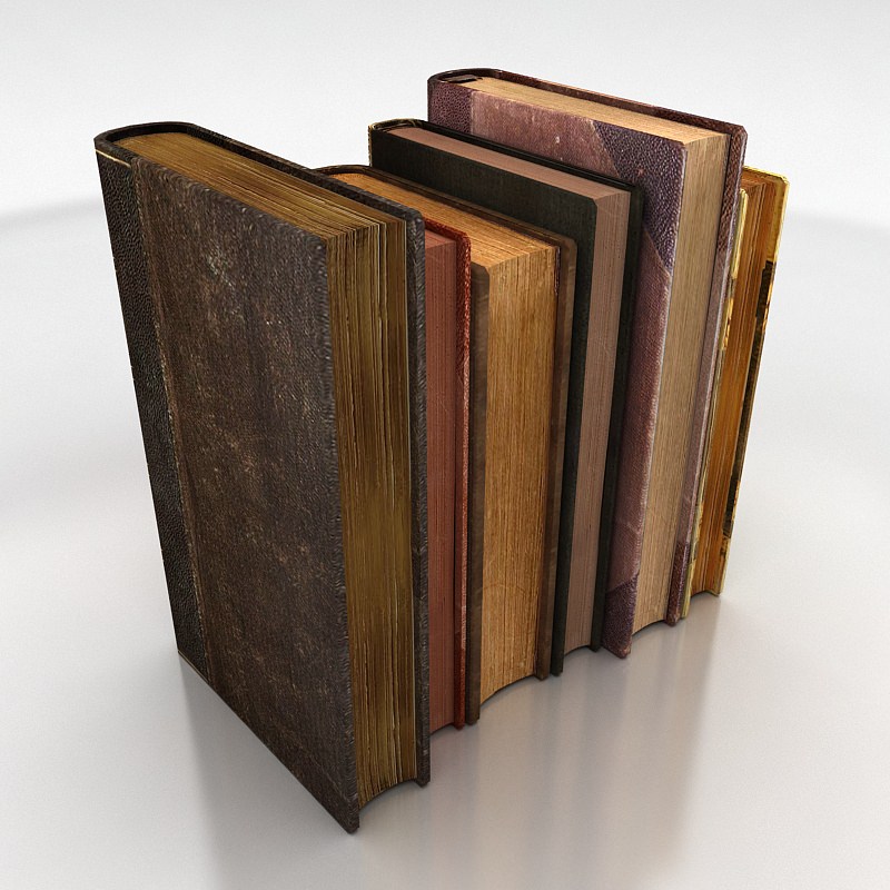 old books set Low-poly 3D model_3
