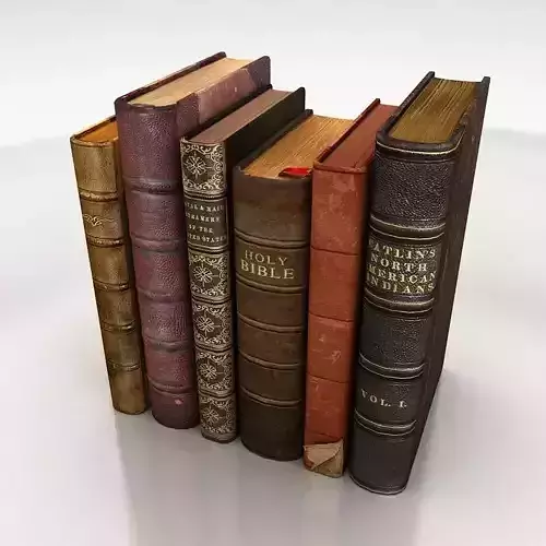 old books set Low-poly 3D model