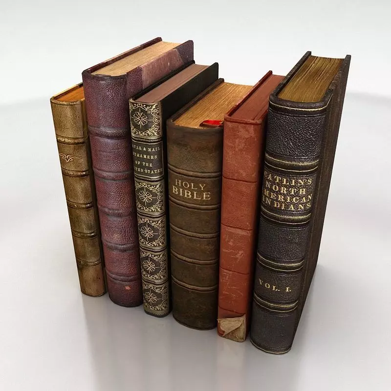 old books set Low-poly 3D model_0