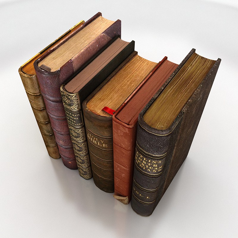 old books set Low-poly 3D model_4