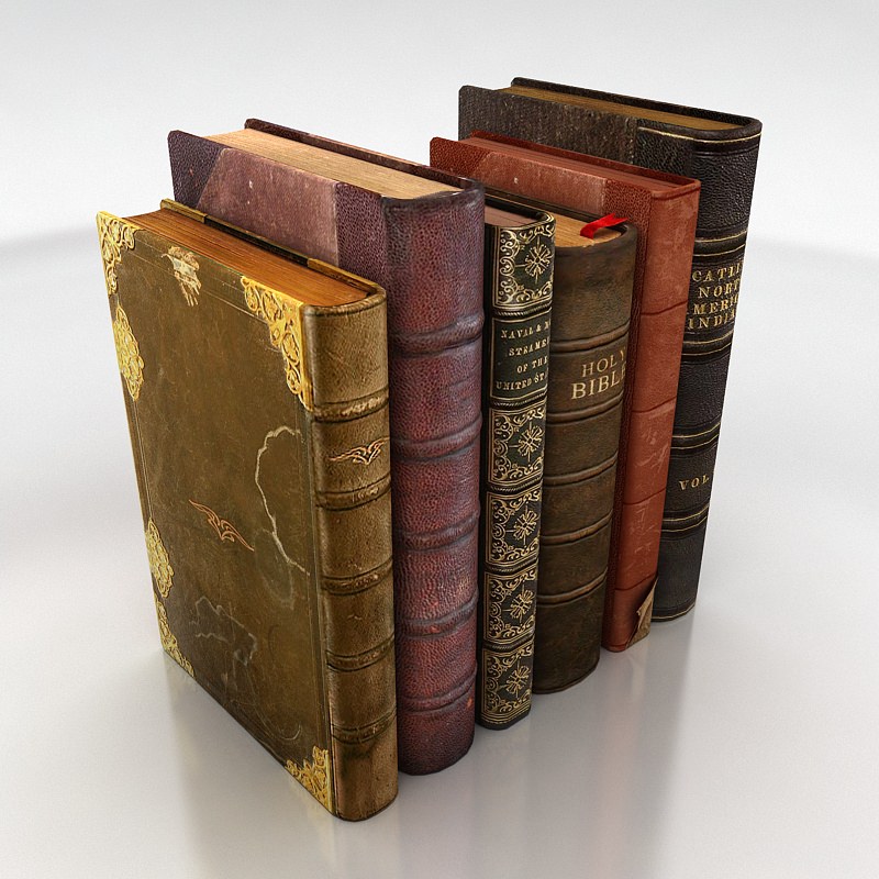 old books set Low-poly 3D model_1