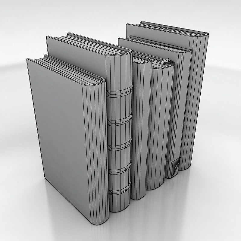 old books set Low-poly 3D model_7