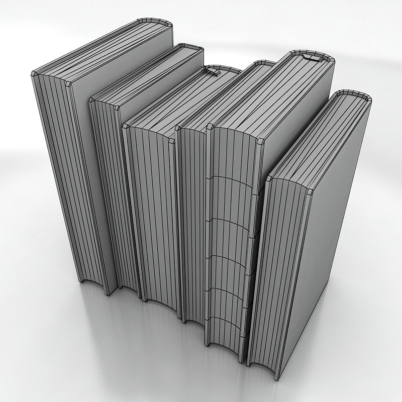 old books set Low-poly 3D model_5