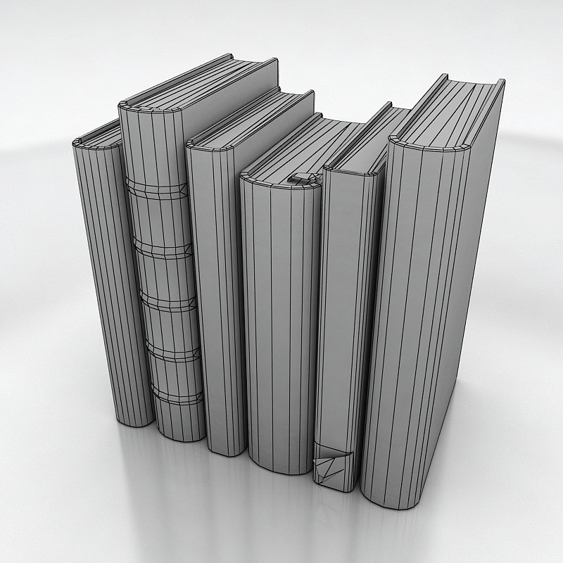 old books set Low-poly 3D model_6