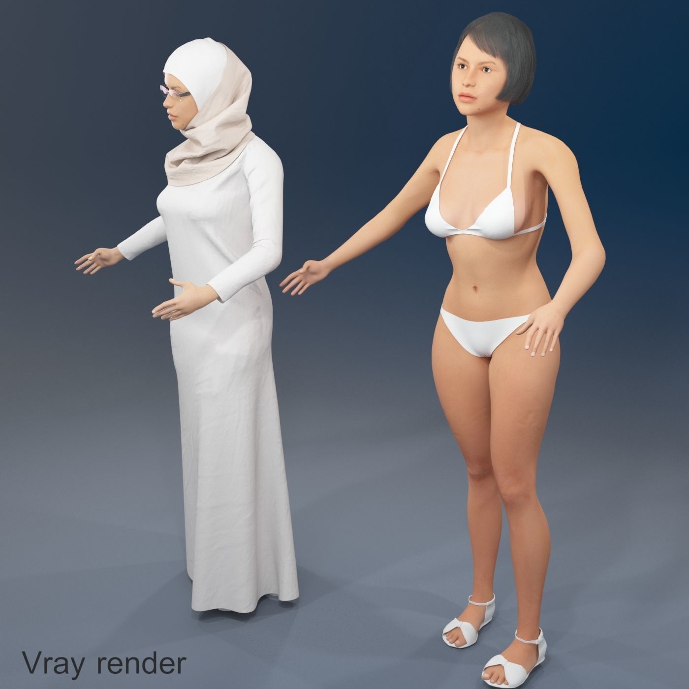 16x Arabic people real cloth simulation loop animated 2 3D Model Collection_19