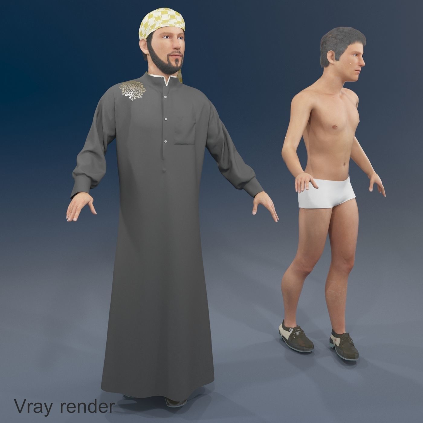 16x Arabic people real cloth simulation loop animated 2 3D Model Collection_27