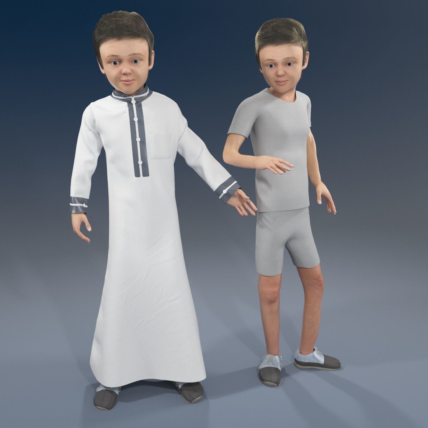16x Arabic people real cloth simulation loop animated 2 3D Model Collection_7
