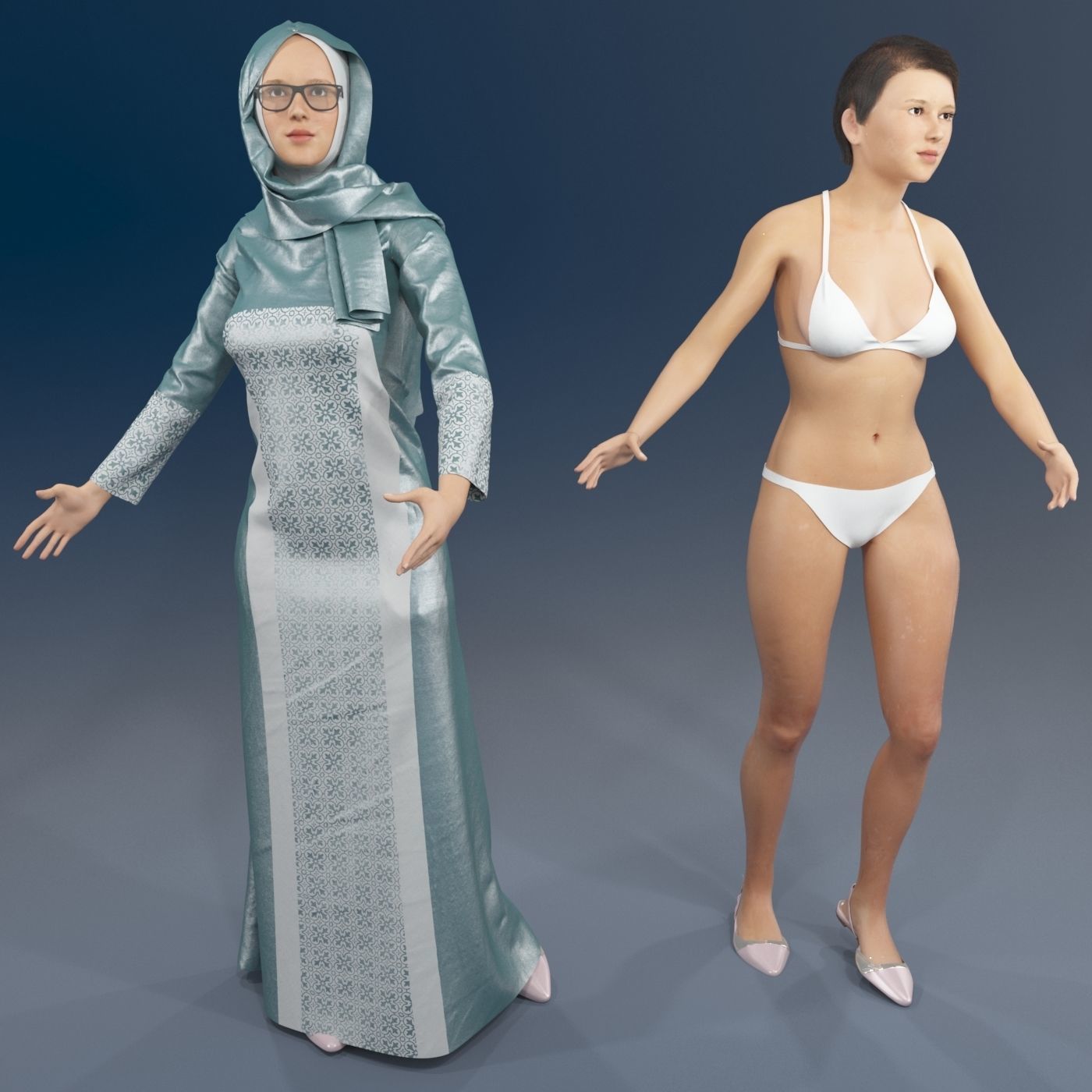 16x Arabic people real cloth simulation loop animated 2 3D Model Collection_15
