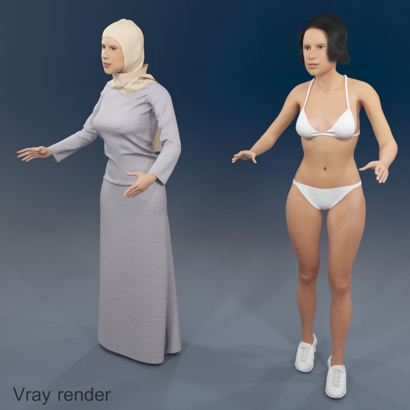 16x Arabic people real cloth simulation loop animated 2 3D Model Collection_17