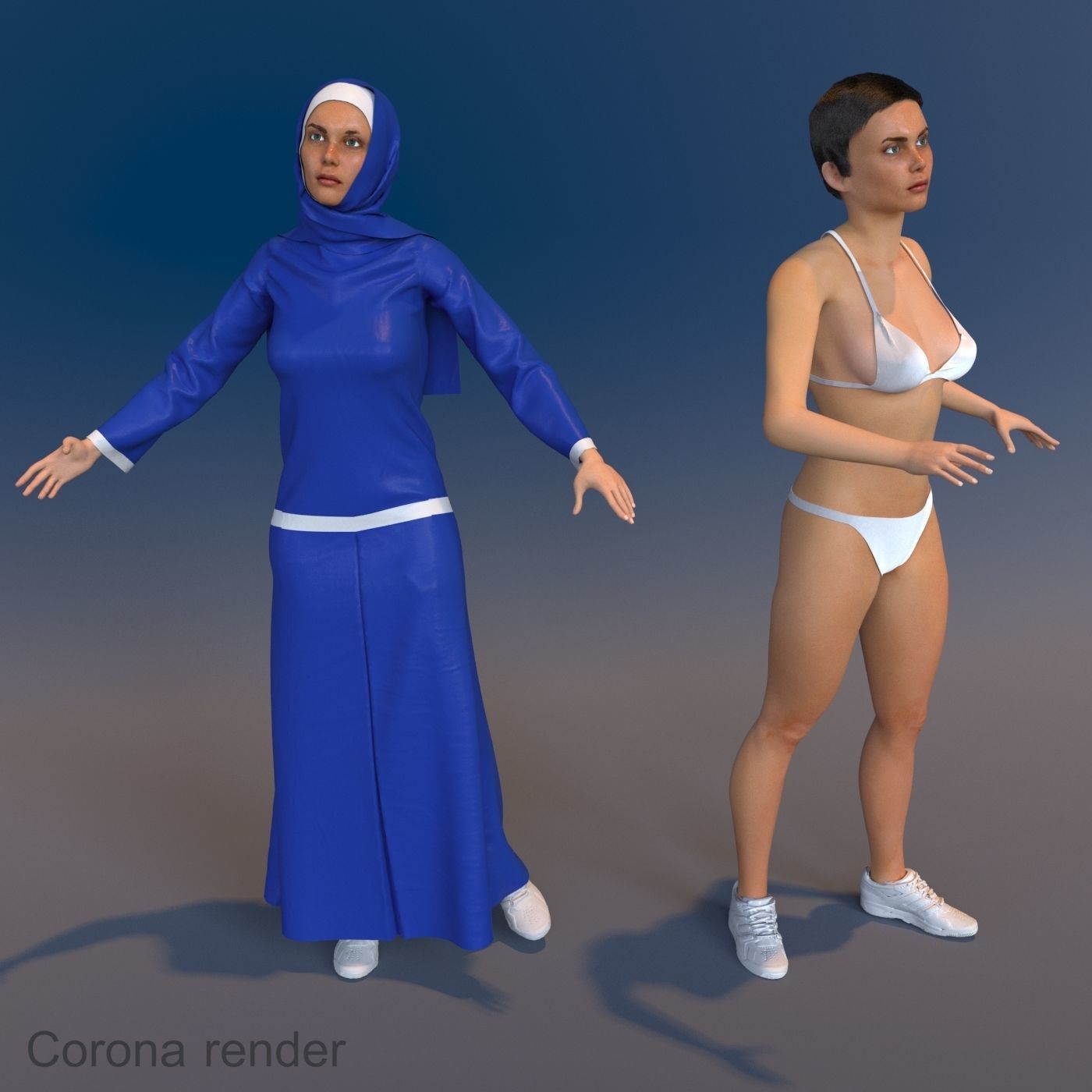 16x Arabic people real cloth simulation loop animated 2 3D Model Collection_13