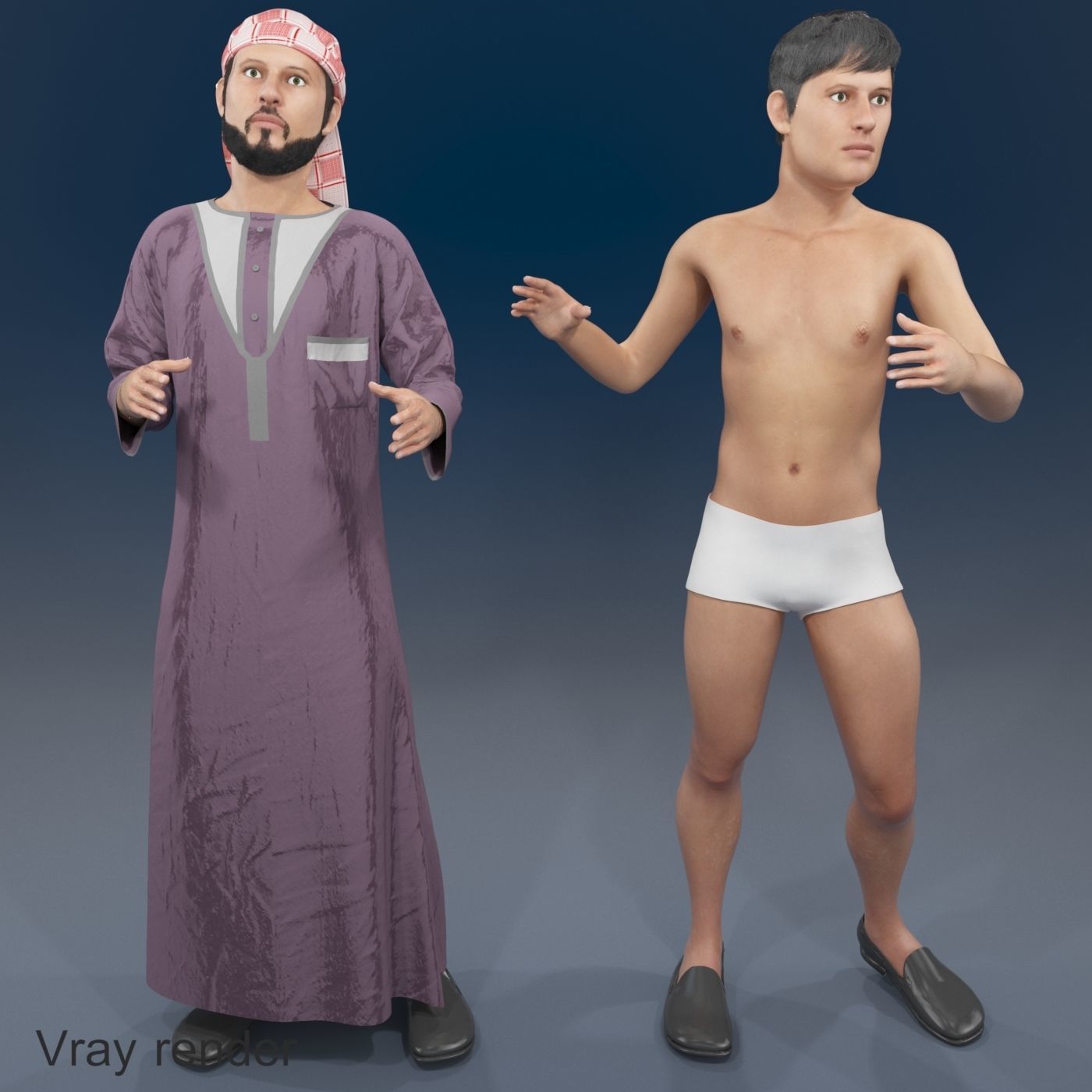 16x Arabic people real cloth simulation loop animated 2 3D Model Collection_21