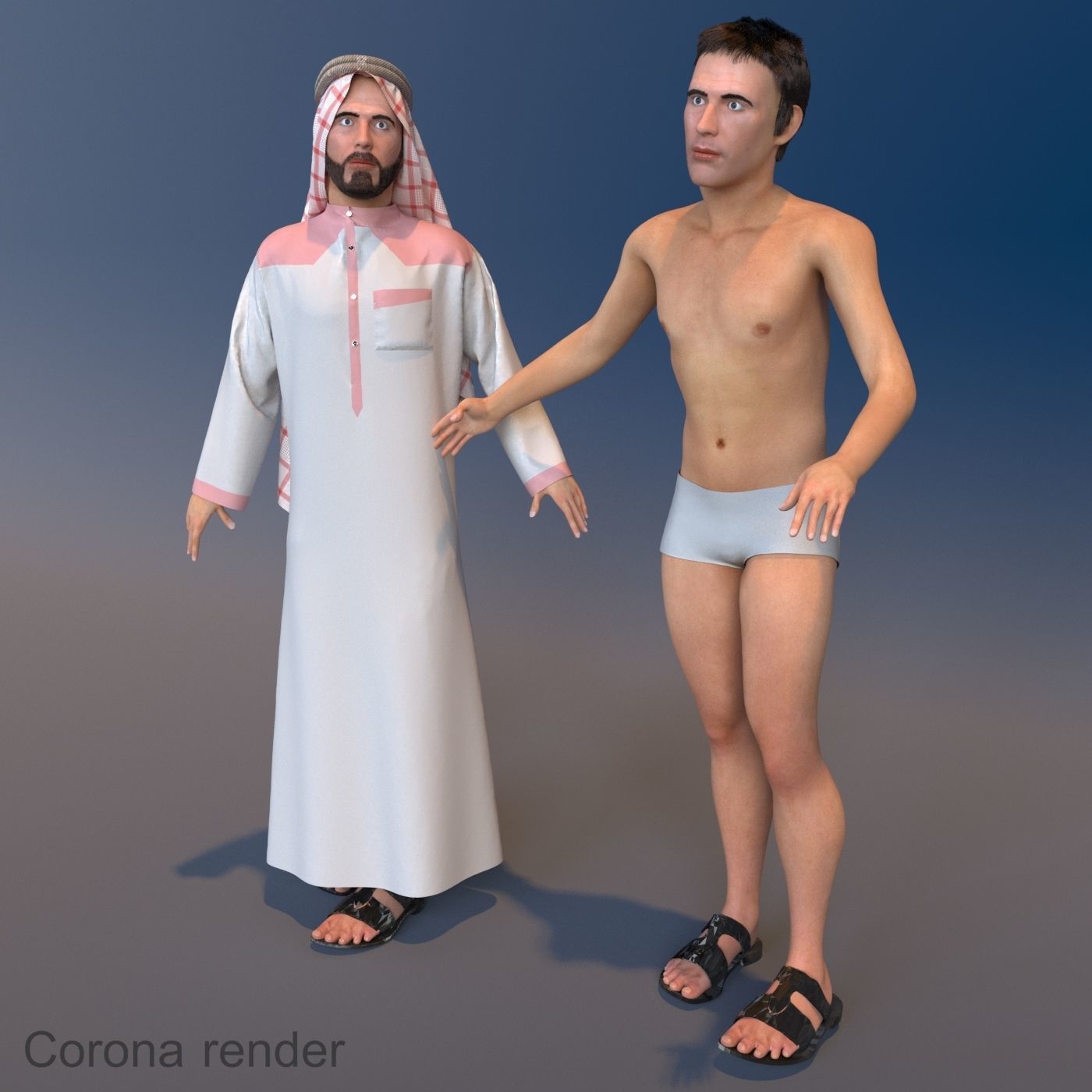 16x Arabic people real cloth simulation loop animated 2 3D Model Collection_25