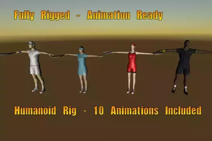 4 Animated Tennis Players