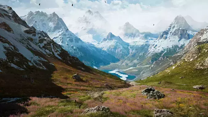 Alpine Lake Environment - Unity 2017-18-19 Projects Low-poly 3D model