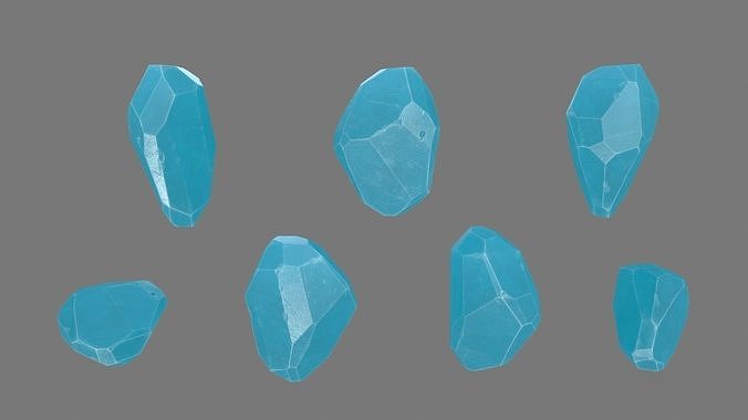 Crystal turquoise quartz cabochon Low-poly 3D model