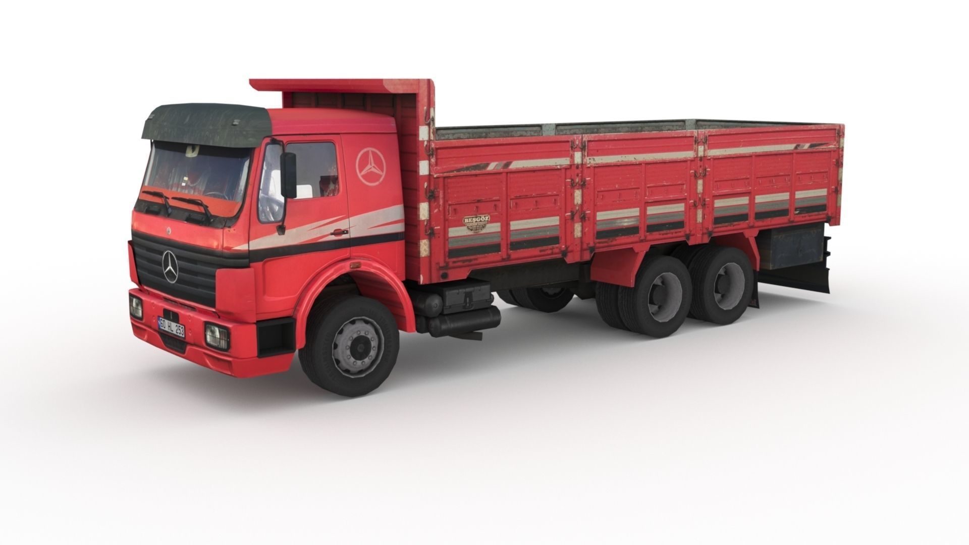 Low poly Mercedes-Benz 2521 Truck  Low-poly 3D model_16
