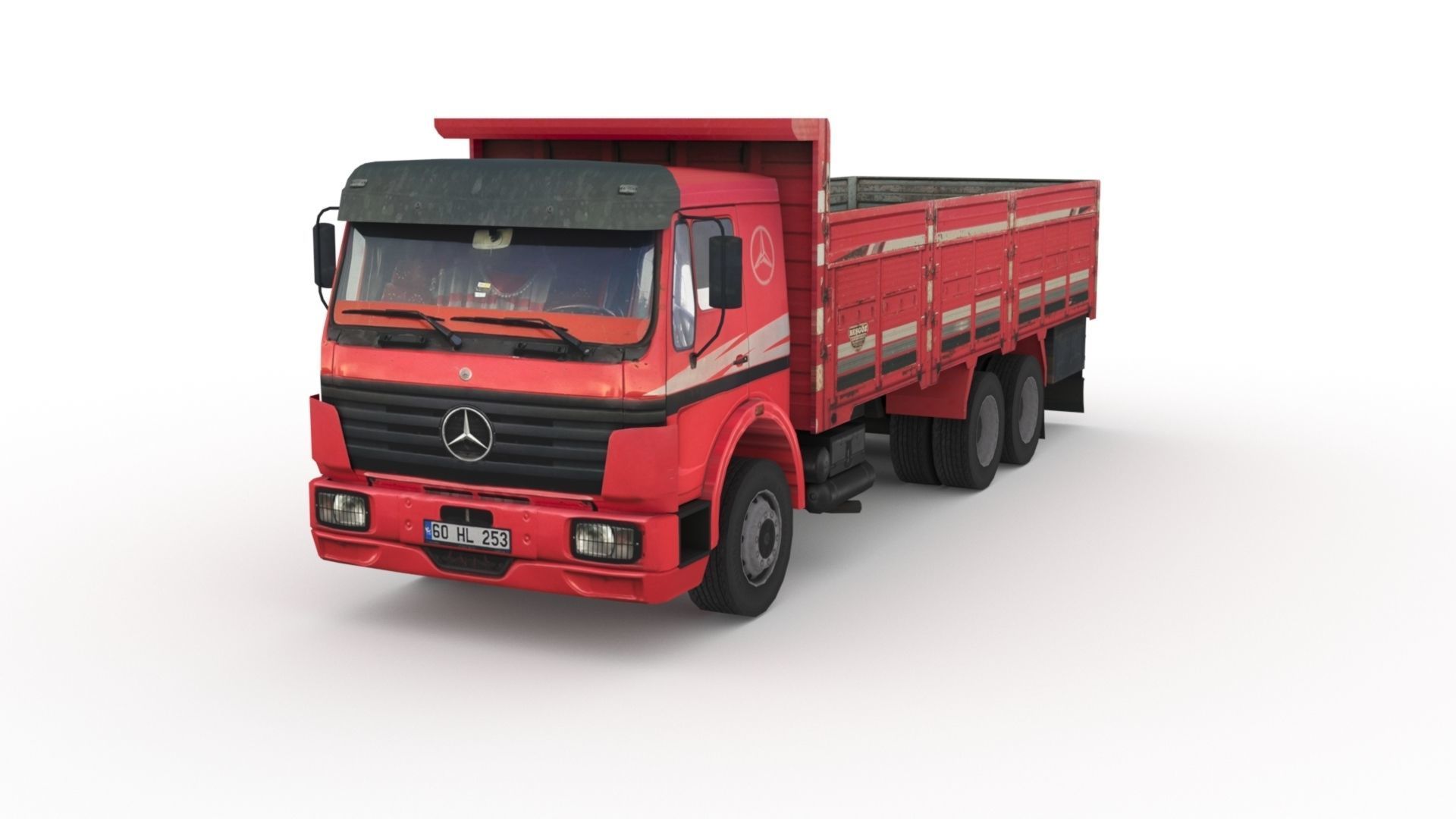 Low poly Mercedes-Benz 2521 Truck  Low-poly 3D model_1