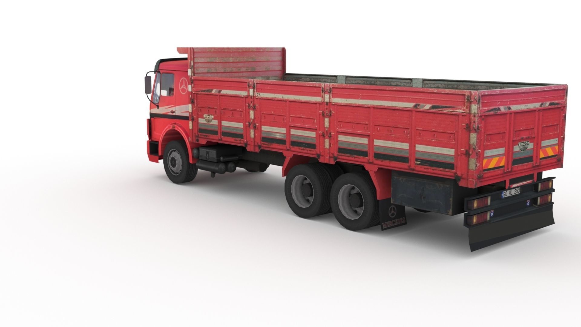 Low poly Mercedes-Benz 2521 Truck  Low-poly 3D model_12