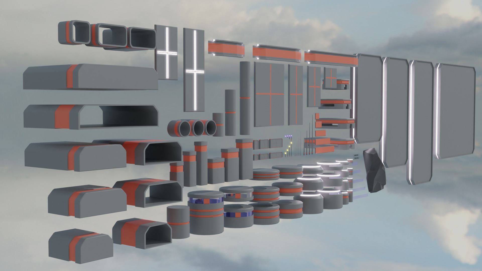 Sci-fi Platform Buildings Low-poly 3D model_3