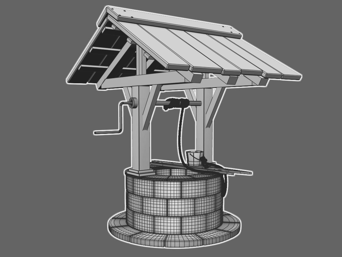 Medieval Stone Well 3D model_6