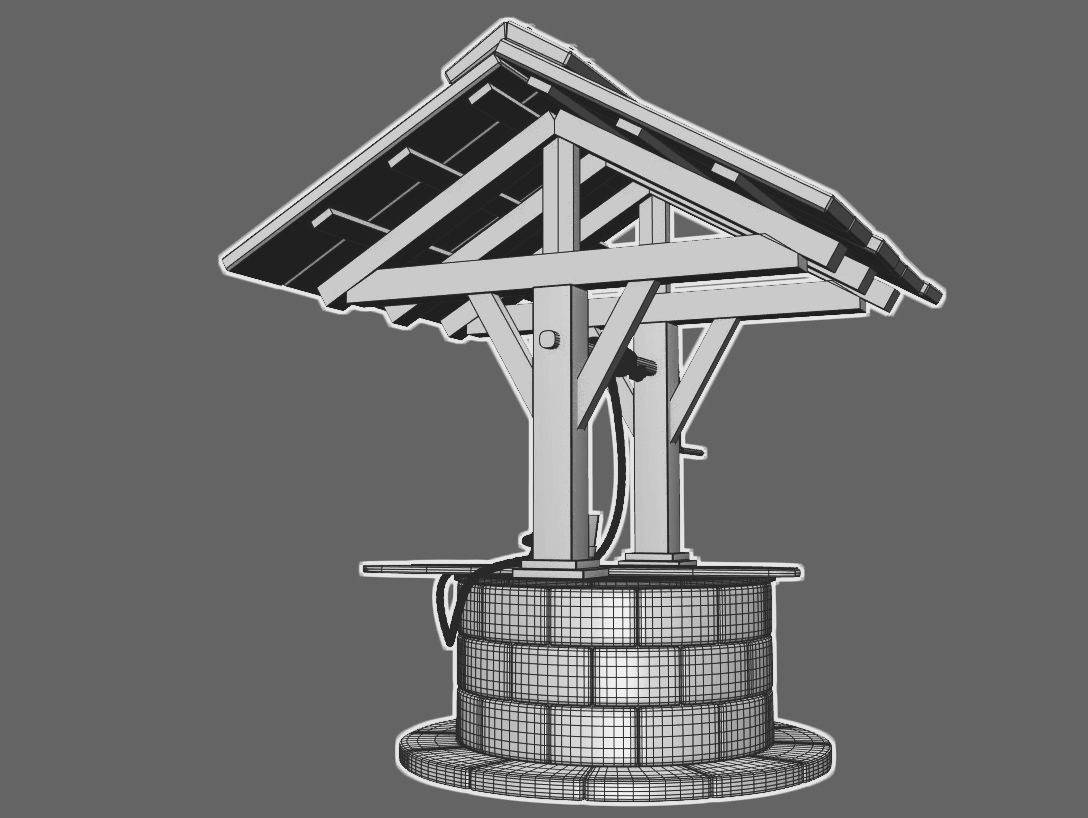 Medieval Stone Well 3D model_8