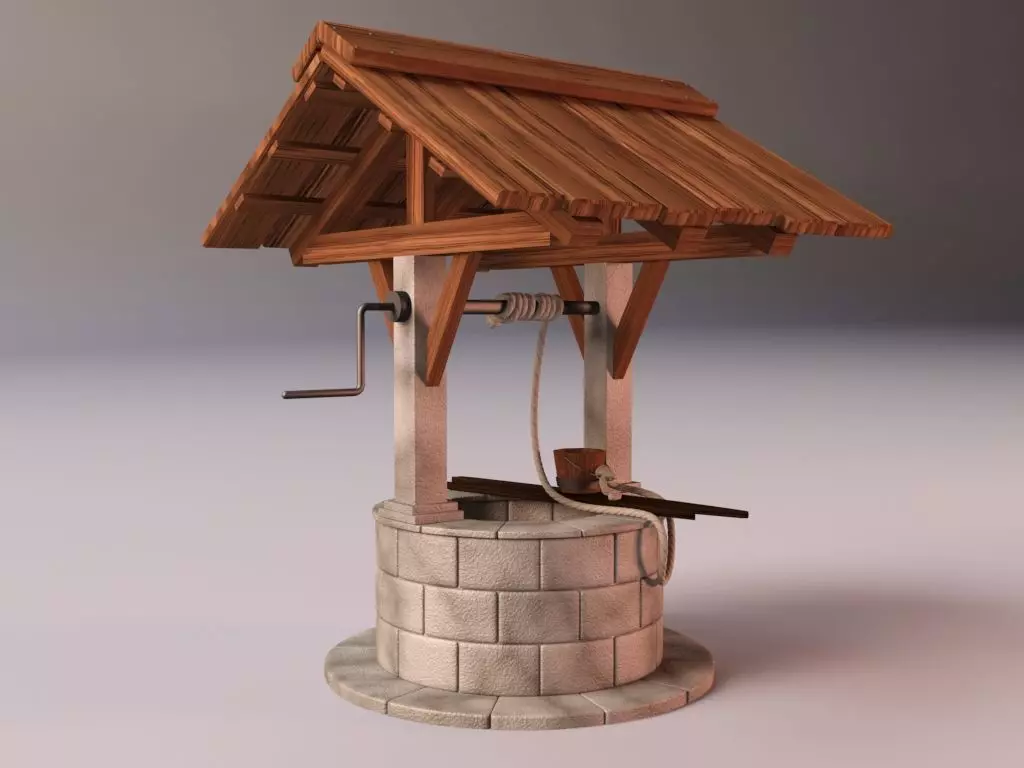 Medieval Stone Well 3D model_0