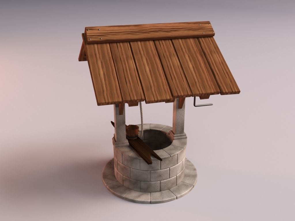 Medieval Stone Well 3D model_4