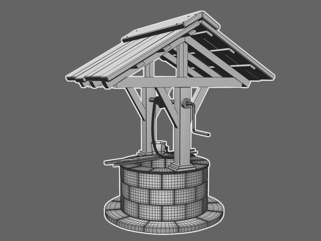Medieval Stone Well 3D model_10