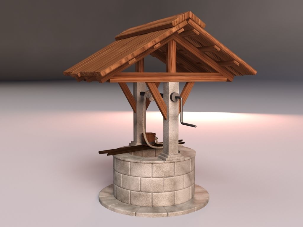 Medieval Stone Well 3D model_5