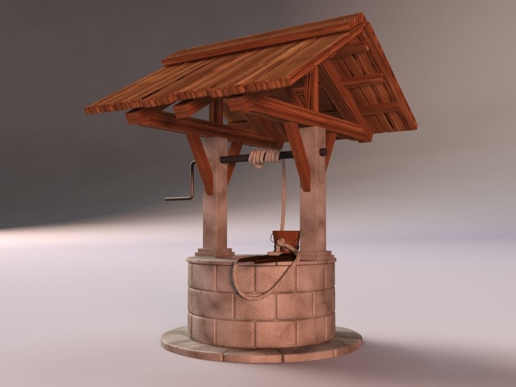 Medieval Stone Well 3D model_2