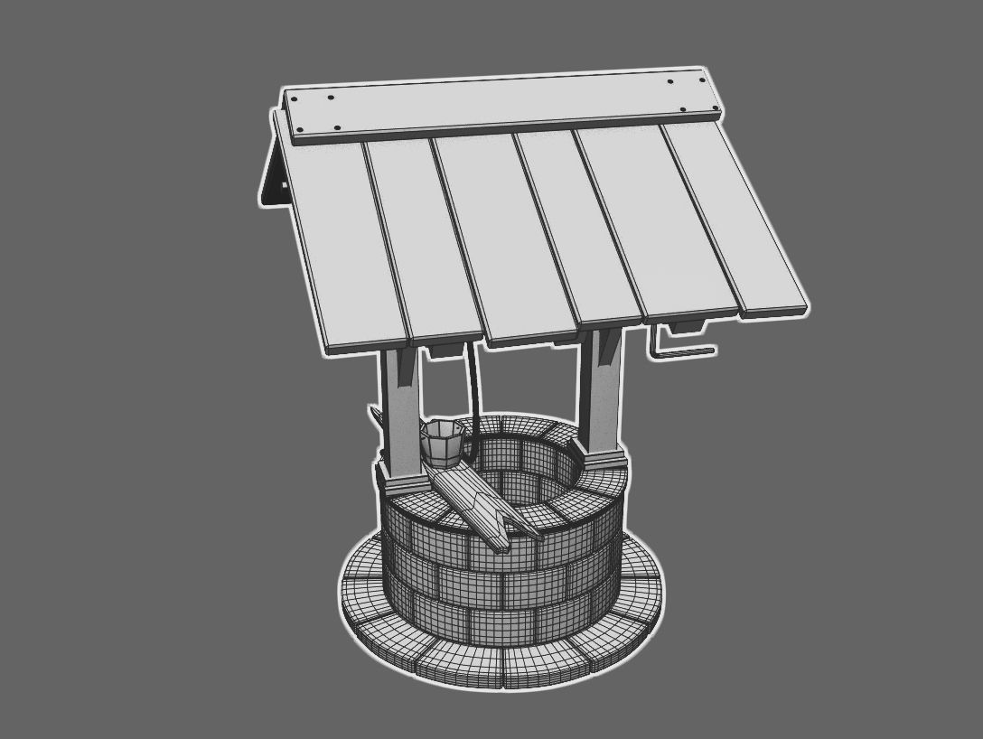 Medieval Stone Well 3D model_9