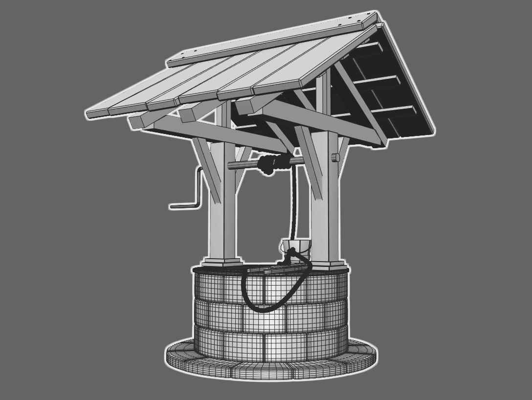 Medieval Stone Well 3D model_7