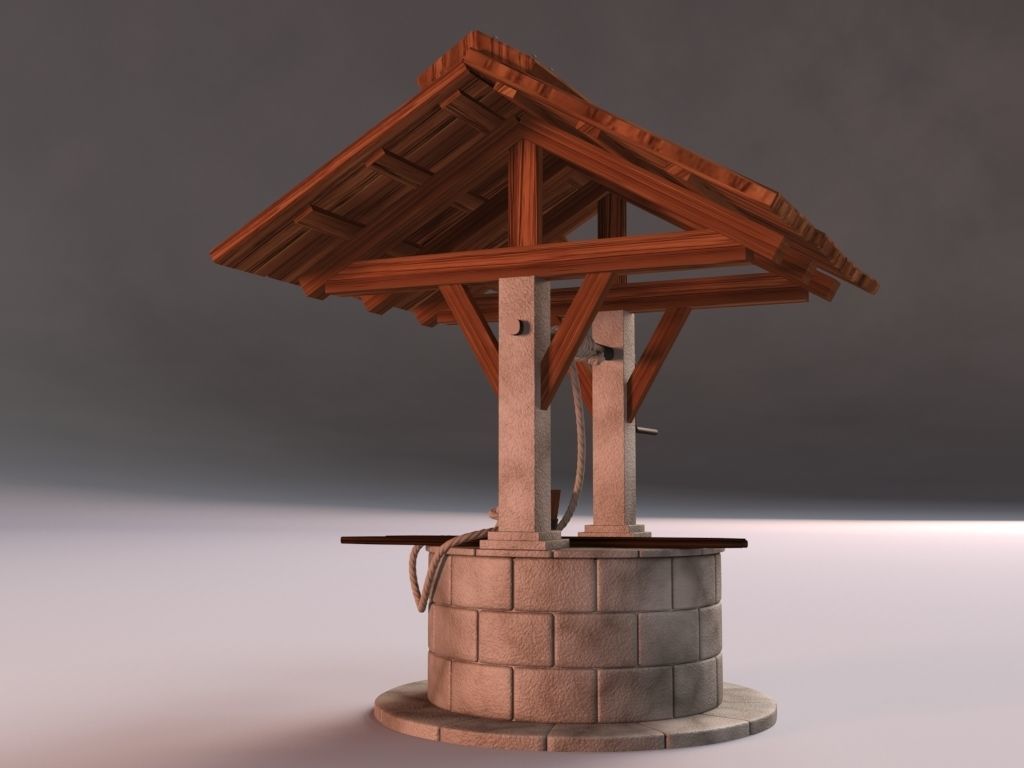 Medieval Stone Well 3D model_3