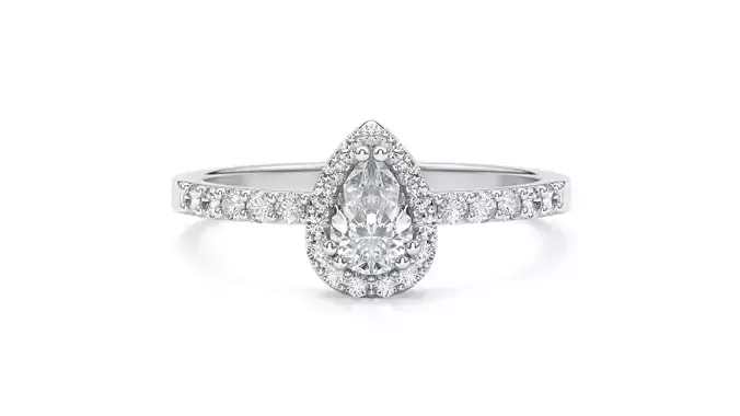 Halo Pear Gold Ring