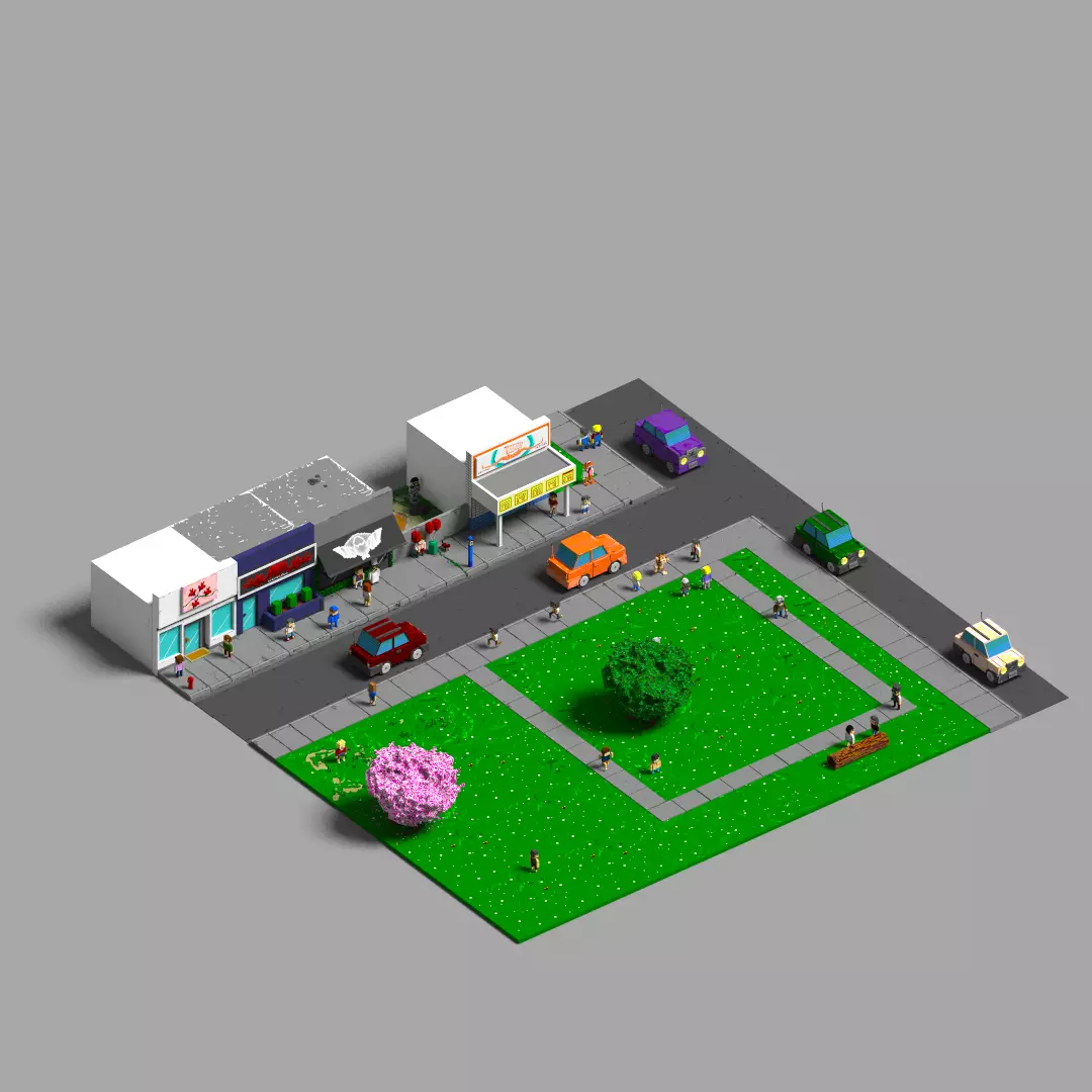 Cidade em Voxel 3D model_0