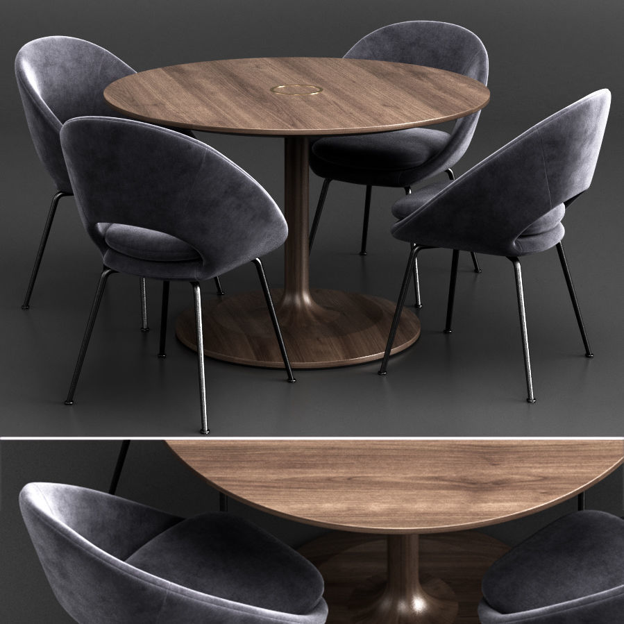 West Elm Dinning Set 8 3D model_0