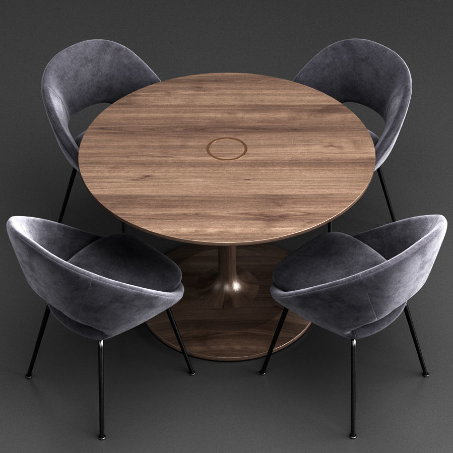 West Elm Dinning Set 8 3D model_1
