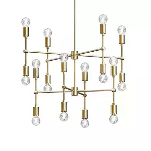 Untitled modern brass chandelier with clear glass balls