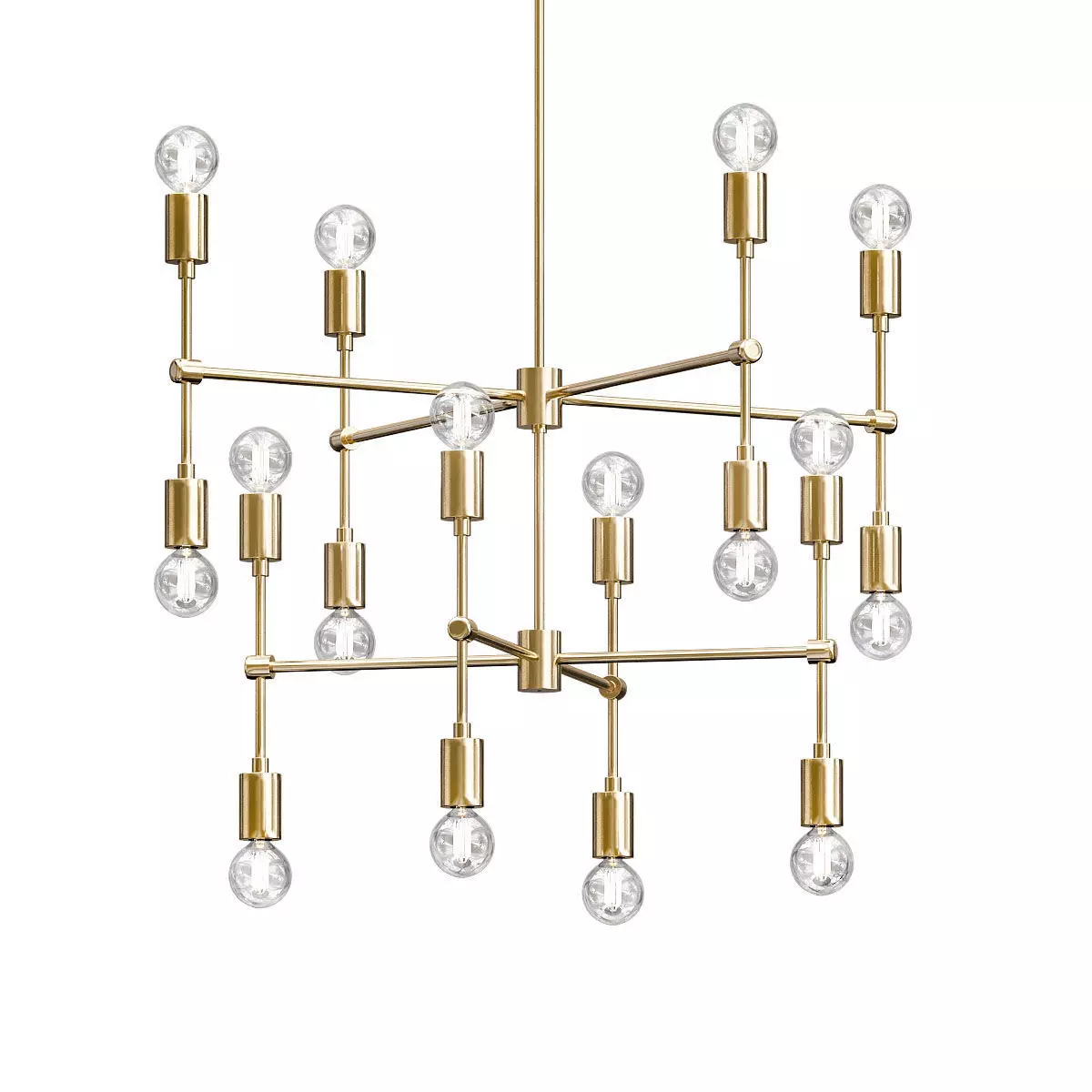 Untitled modern brass chandelier with clear glass balls 3D model_0