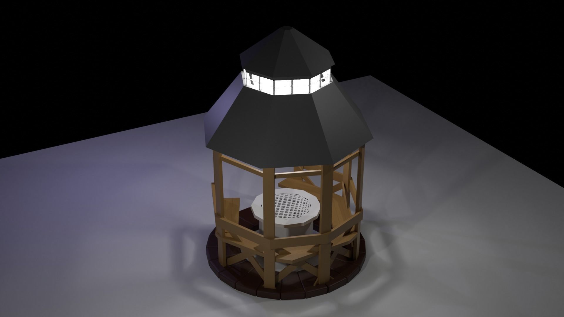 Low-Poly Outdoor BBQ Gazebo Low-poly 3D model_2
