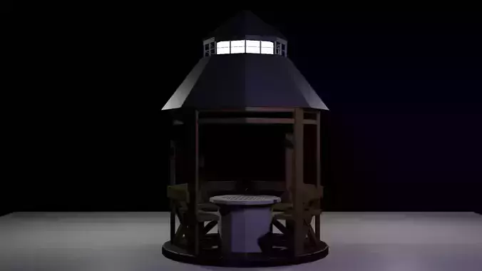Low-Poly Outdoor BBQ Gazebo Low-poly 3D model
