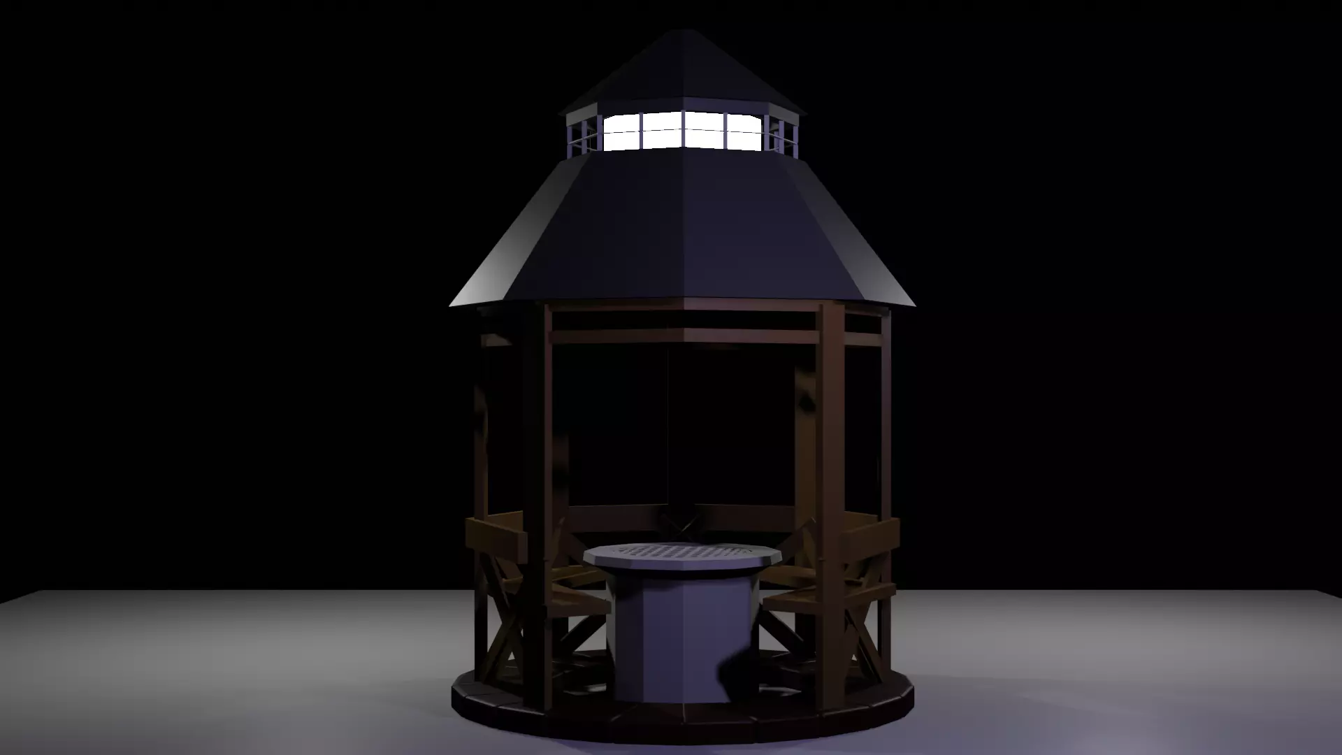 Low-Poly Outdoor BBQ Gazebo Low-poly 3D model_0