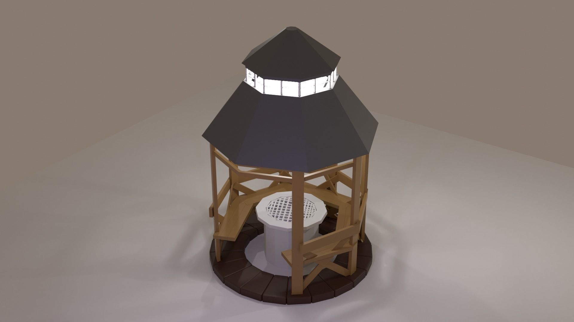 Low-Poly Outdoor BBQ Gazebo Low-poly 3D model_3