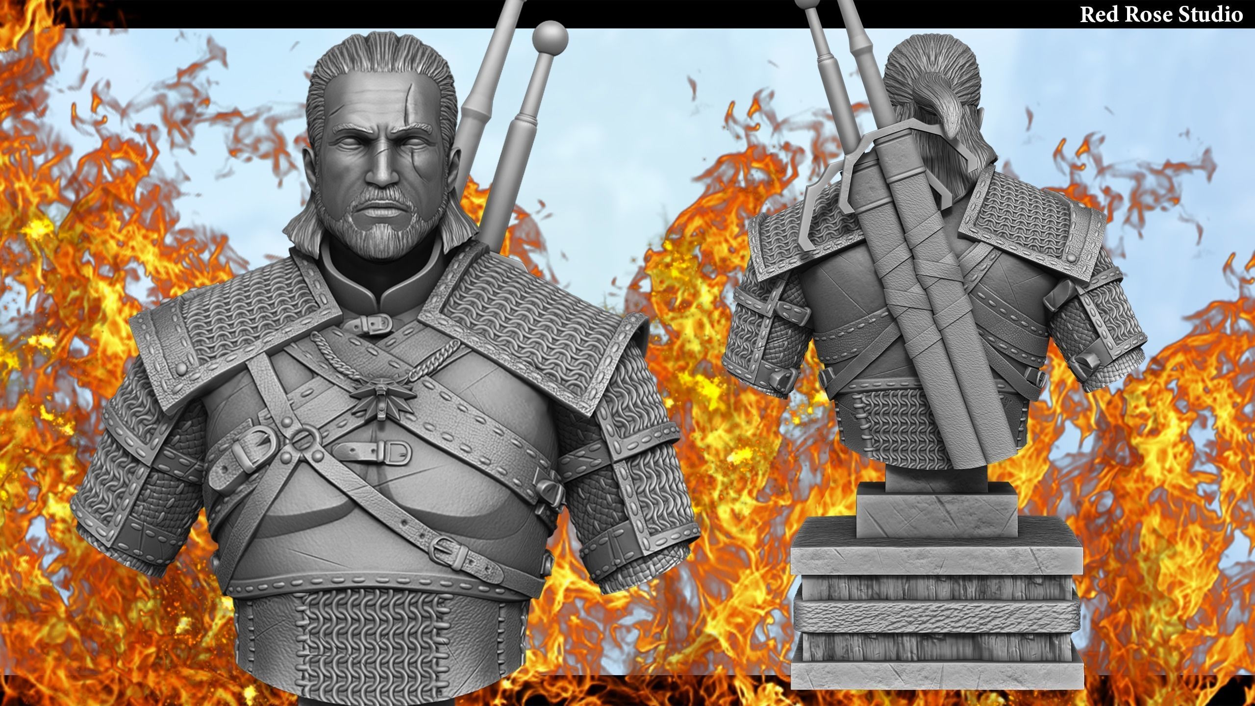 Witcher Geralt of Rivia bust 3D print model_19